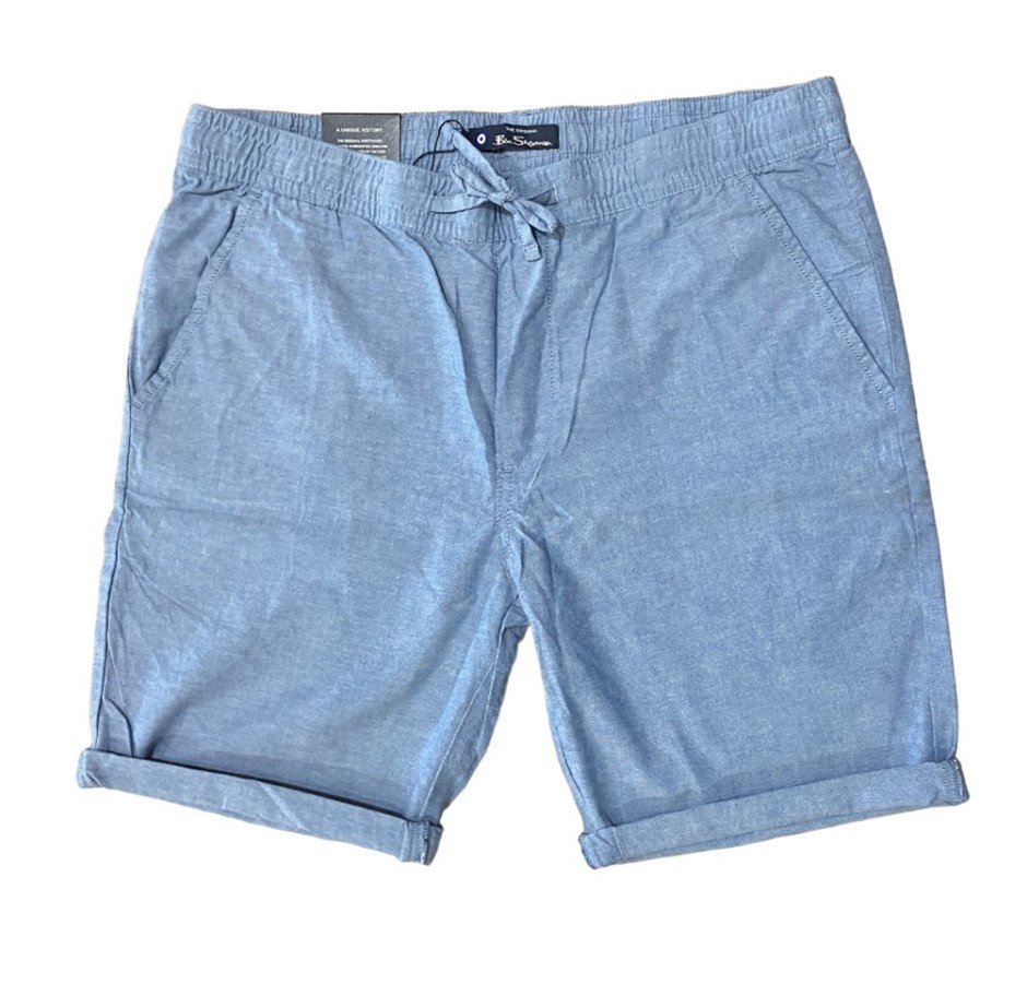 BEN SHERMAN Men's Relaxed Shorts, Size 2XL, 100% Cotton, Sky Blue, PSBAH500