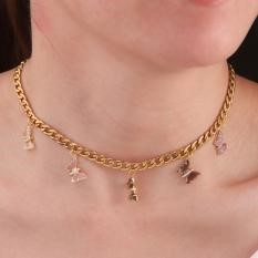 Elegant 18K Yellow Gold plated Simulated Diamond Necklace