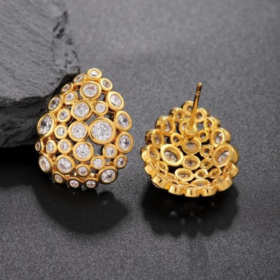 Elegant 18K Yellow Gold plated Simulated Diamond Earrings