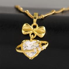 Elegant 18K Yellow Gold plated Simulated Diamond Necklace