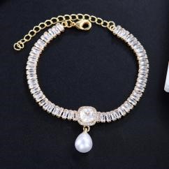 Elegant 18K Yellow Gold plated Simulated Diamond Bracelet