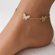 Elegant 18K Yellow Gold plated Simulated Diamond anklet