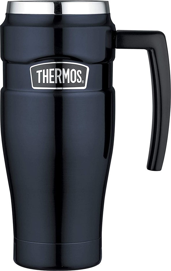 THERMOS Stainless Steel Vacuum Insulated Travel Mug, 470mL Capacity, Midnig