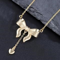 Elegant 18K Yellow Gold plated Simulated Diamond Necklace