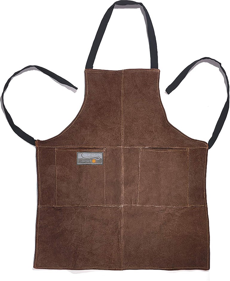OUTSET Grill and Kitchen Apron, Brown Leather, 27" x 30".