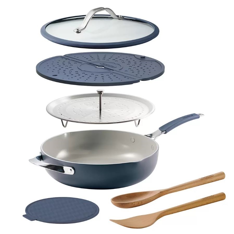 TRAMONTINA 7pc All In One Plus Pan Set, Blue.