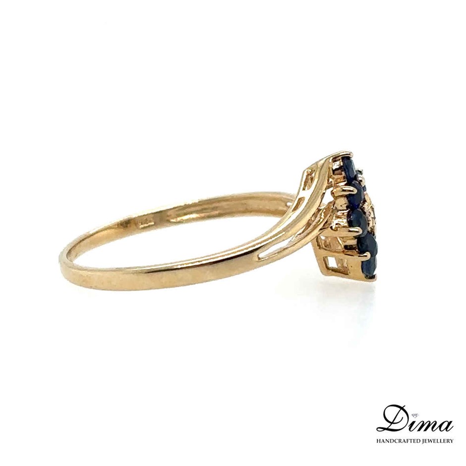 9K Yellow Gold Sapphire & Dia. Ring