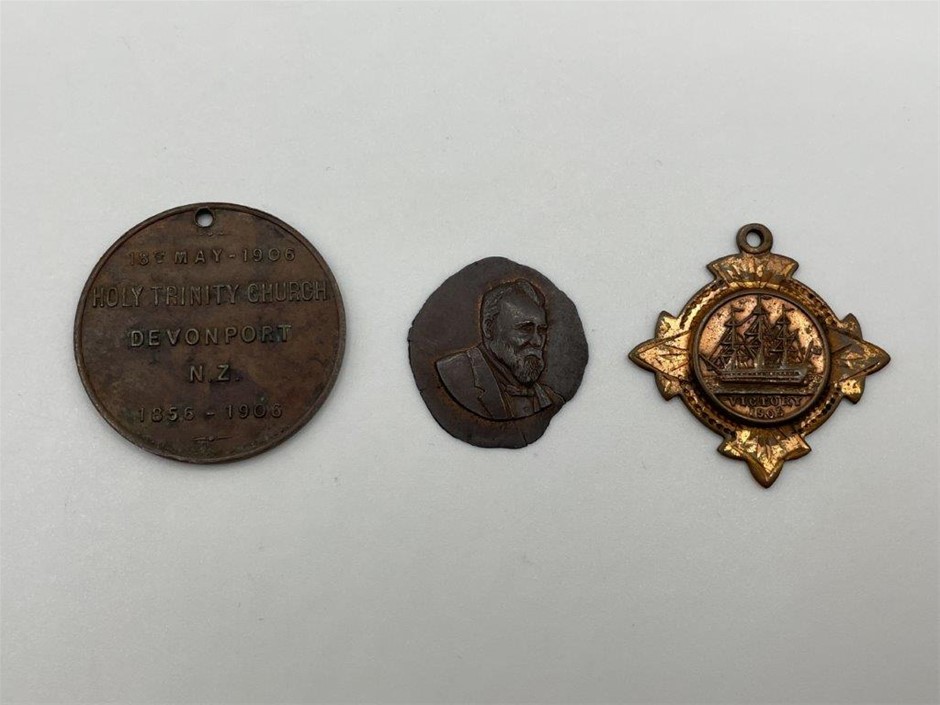 3 x Asstd. Medals incl. Richard Seddon portrait pull or trial, B.F.S.S. etc