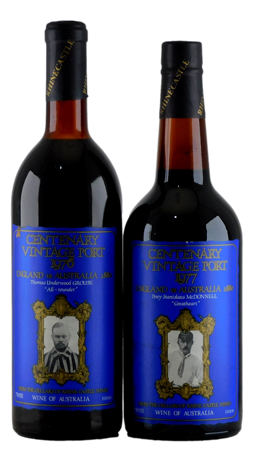 Rhine Castle Wines Cricket Centenary 1977 & 1976 Vintage Port (2x