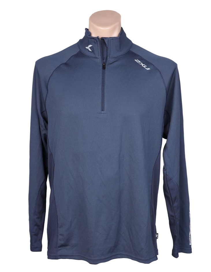 2XU Men's Long Sleeve Ziptech Polo Shirt, Size 2XS, Navy/Reflective. Buyer
