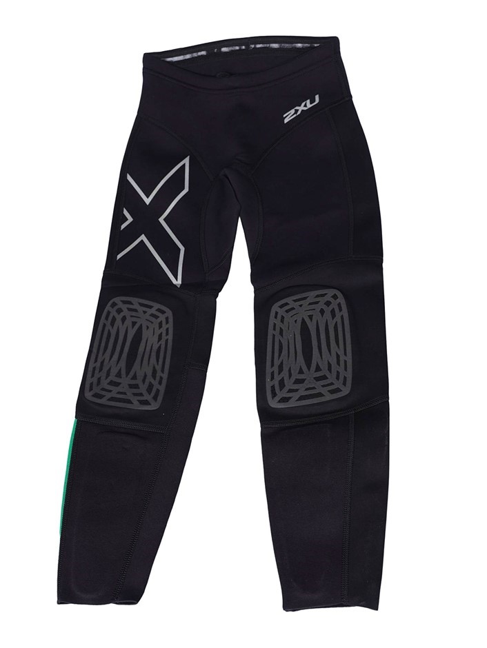 2XU Youth Girls Neoprene Pants, Size L, Black/Green.