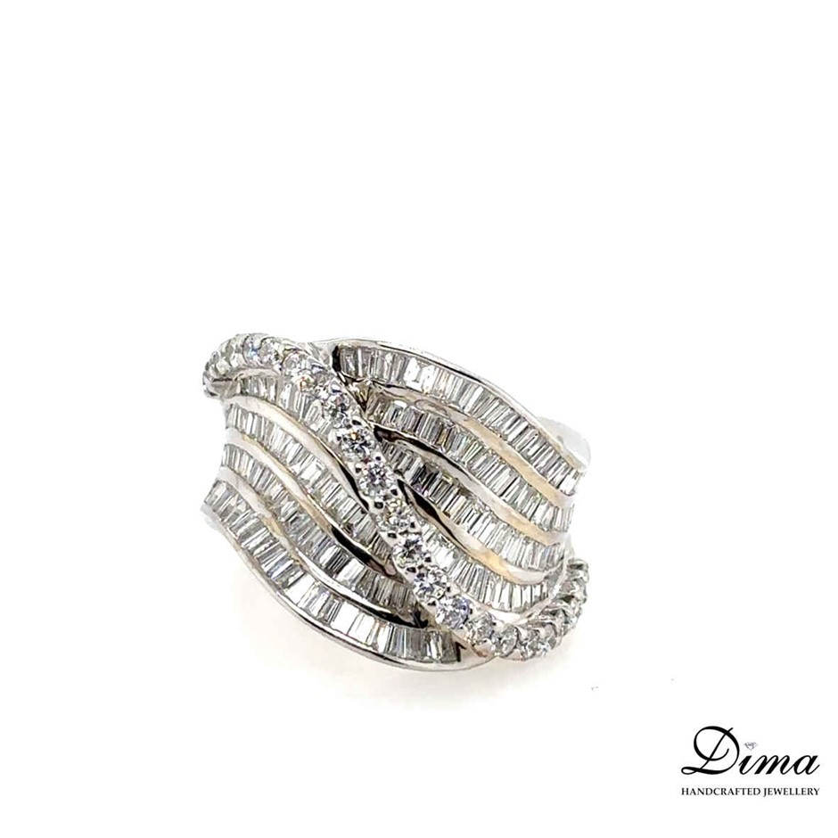 1.80ct F/VS Bagguette Dia. Ring 18K White Gold