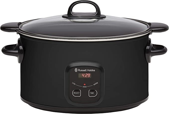 RUSSELL HOBBS 6L Searing Slow Cooker, Matte Black, RHSC650BLK. NB: Damaged