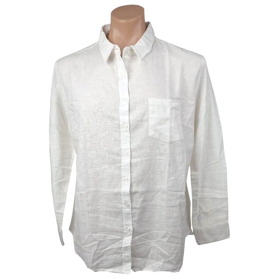 2 x JACHS GIRLFRIEND Women's Linen Shirt, Size 2XL, 55%Linen/45%Cotton, Whi