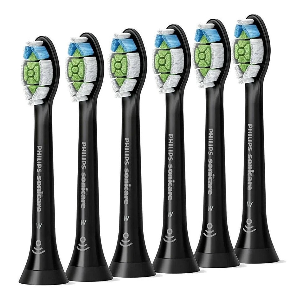 Pack of 6pc PHILIPS Sonicare W Optimal White Brush Heads, Black, HX6066/74,
