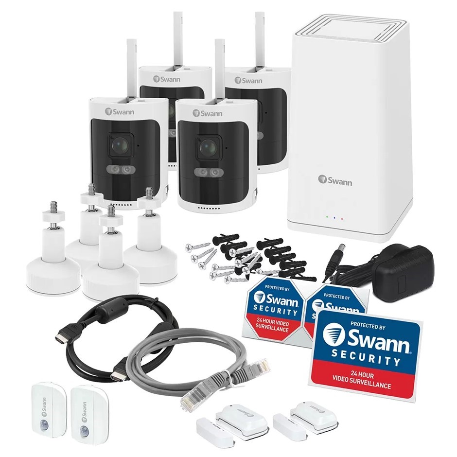 SWANN All Secure 650 2K Wireless Security Kit With 4 X Wire Free Camera + P