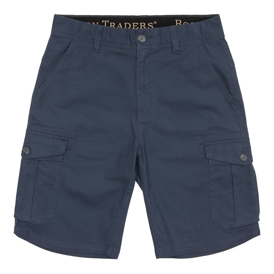 BOSTON TRADERS Men's Cargo Shorts, Size 36, 97% Cotton, Dress Blue, MBLI916
