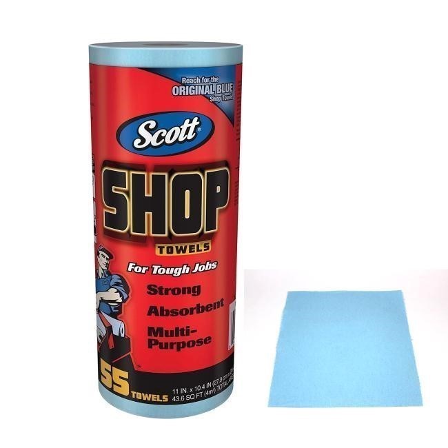 10 x SCOTT SHOP Towel Roll, 55 Sheets, Blue.