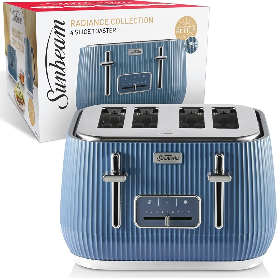 SUNBEAM Radiance 4 Slice Toaster | Self-Centring Slots, Fits 4 Standard Sli