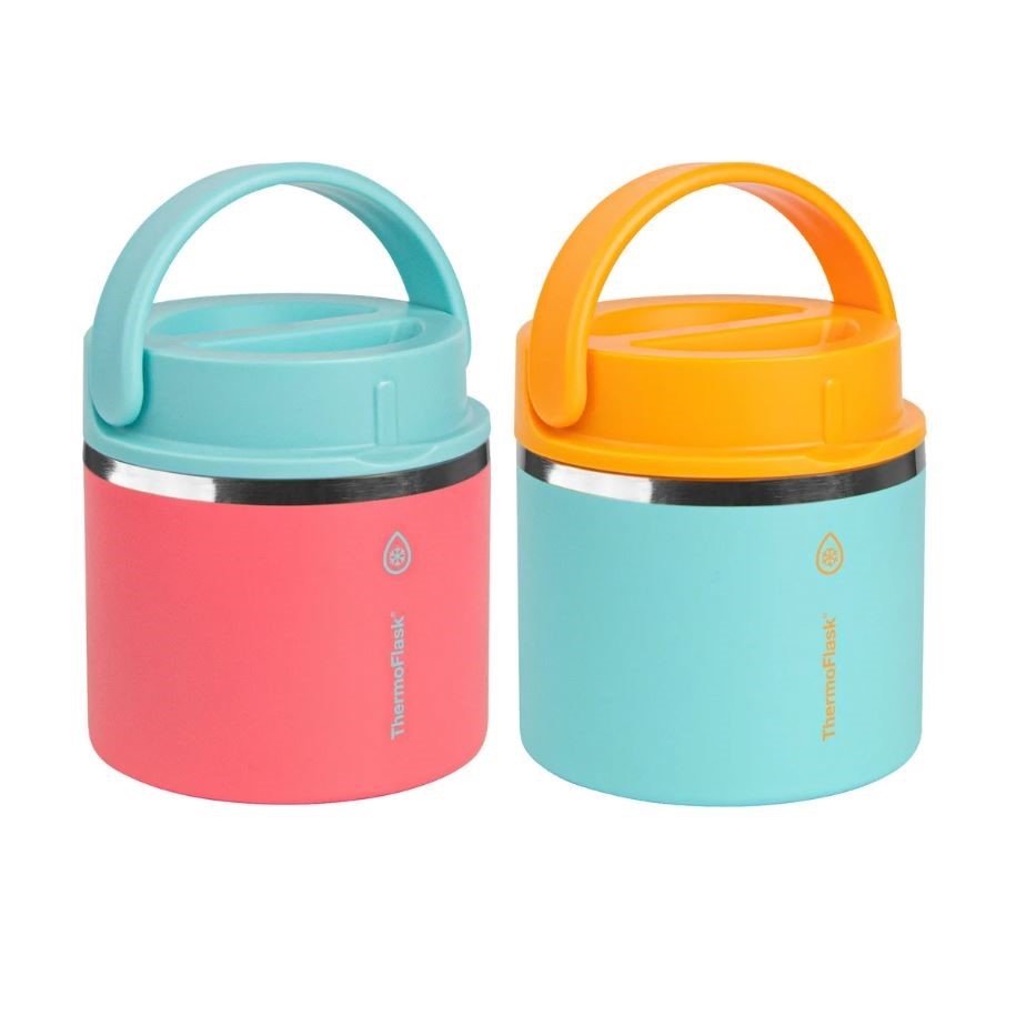 THERMOFLASK Pack of 2pc Insulated Food Jar, 591ml, Pink & Blue. N.B: Not in