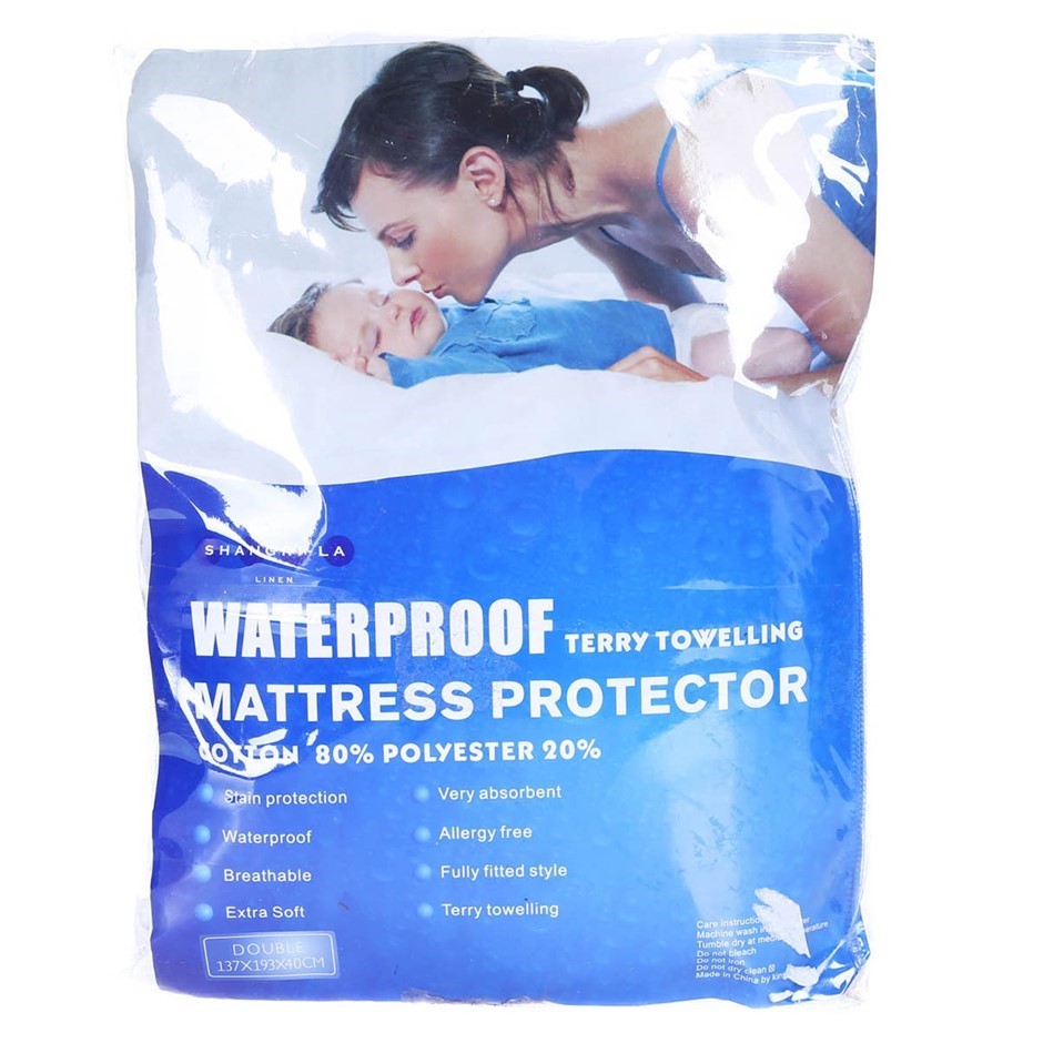 SHANGRI-LA Waterproof Matress Protector, Cotton/ Polyester, Double, 137 x 1