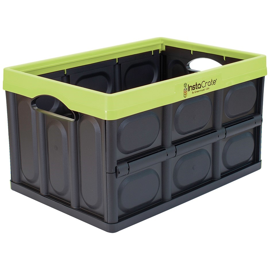 GREENMADE InstaCrate Collapsible Storage Box, 12 Gallon, Green.