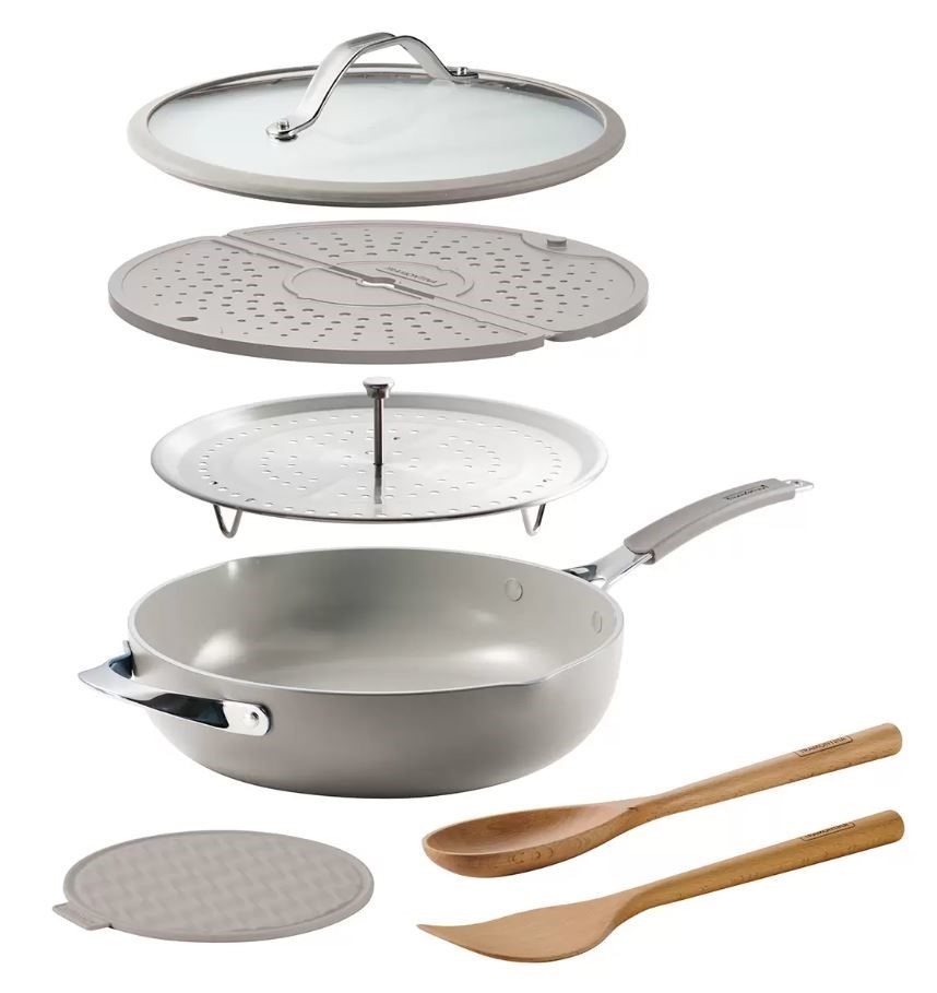 TRAMONTINA 7pc All In One Plus Pan Set, Moonbeam. NB: Minor use, not in ori
