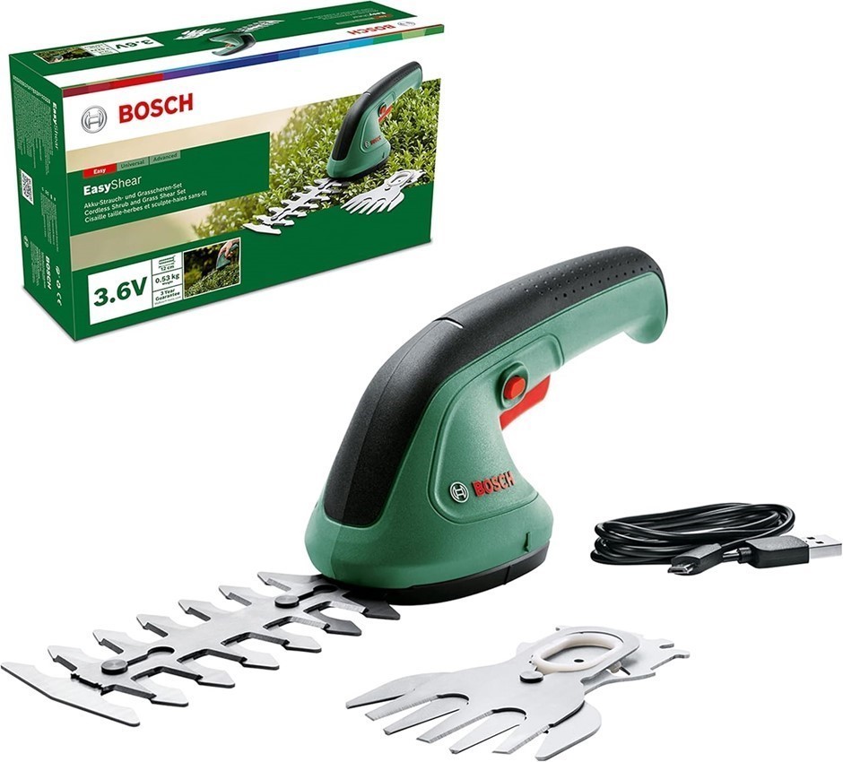 BOSCH Home & Garden 3.6V Cordless Compact Hedge Shrub & Grass Shear Garden
