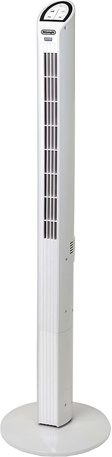 DELONGHI Tower Fan 3 Speed With Remote Control, White, Model DETF115. NB: S