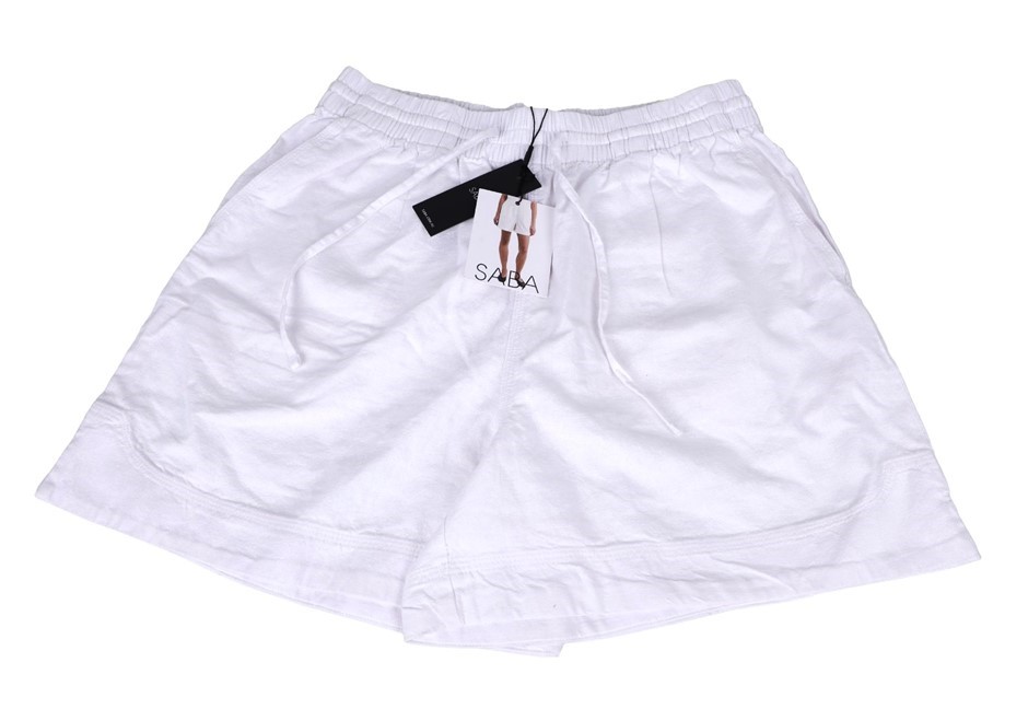 SABA Women's Shorts, Size 12, 55%Linen/45%Cotton, White, AG214012. Buyers