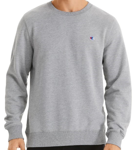 CHAMPION Unisex Kids FRE TRY K CLOGO CREW Sweatshirt, Oxford Heather, 10 US
