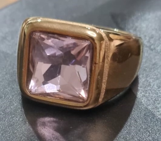 18k Yellow Triple Gold Plated Simulated Pink Diamond Ring Size 9