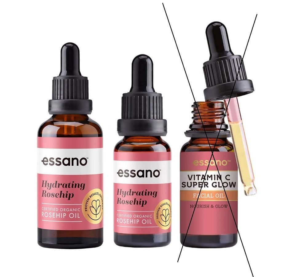 ESSANO 3pc Hydration+Radiance Skincare Pack, Incl: 2x Rosehip Oil (45mL & 2