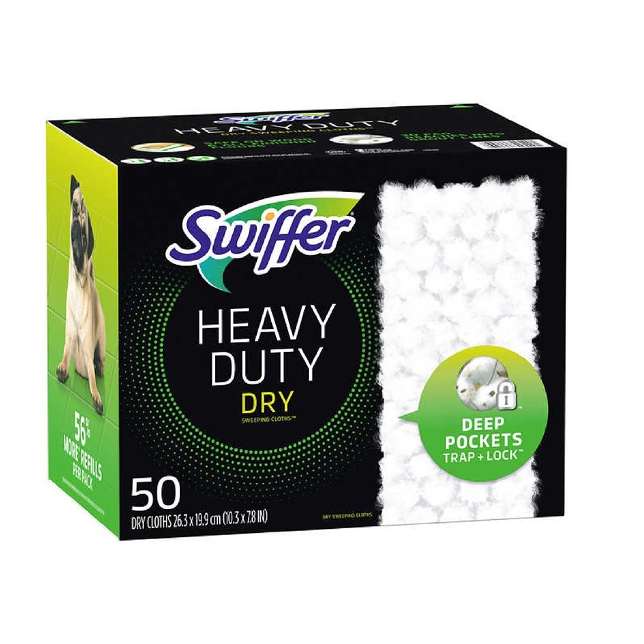 SWIFFER 50pk Heavy Duty Dry Cloths. N.B. Damaged packaging.