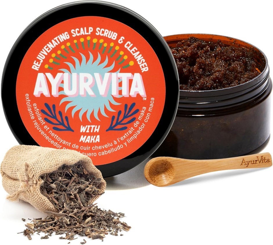 2 x AYURVITA Rejuvenating Scalp Scrub & Cleanser w/ Maka, Exfoliating, 250g