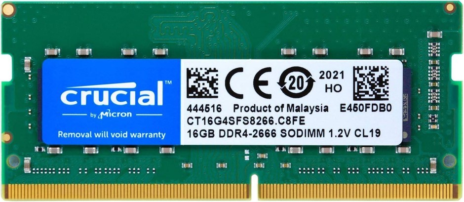 2 x CRUCIAL 16GB DDR4 SODIMM 2666MHz CL19 Single Ranked Notebook Laptop Mem
