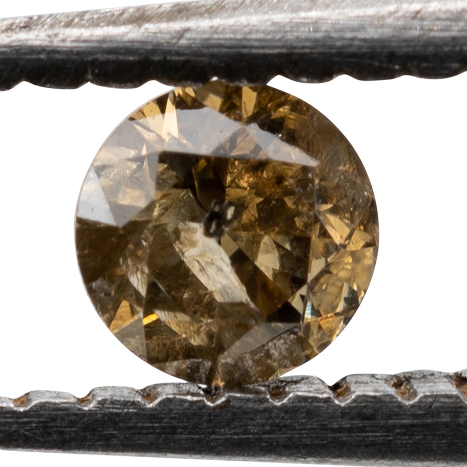0.11ct Genuine Natural Champagne Diamond - Round Brilliant Cut