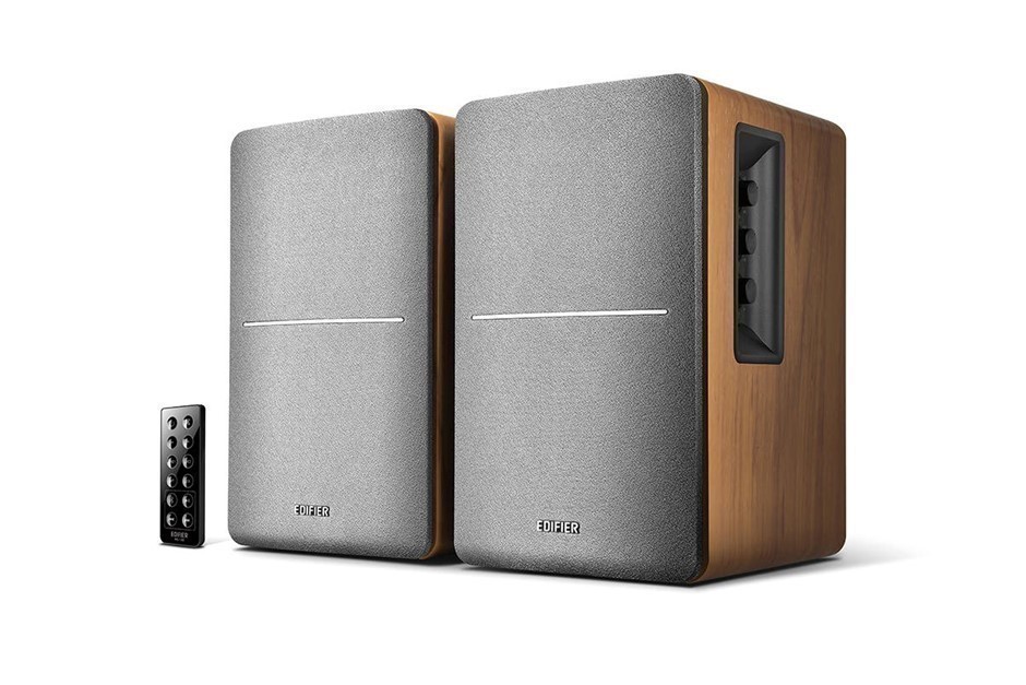 EDIFIER R1280DB Bluetooth Speakers, Teak Finish, Wireless Remote, Bass, Tre