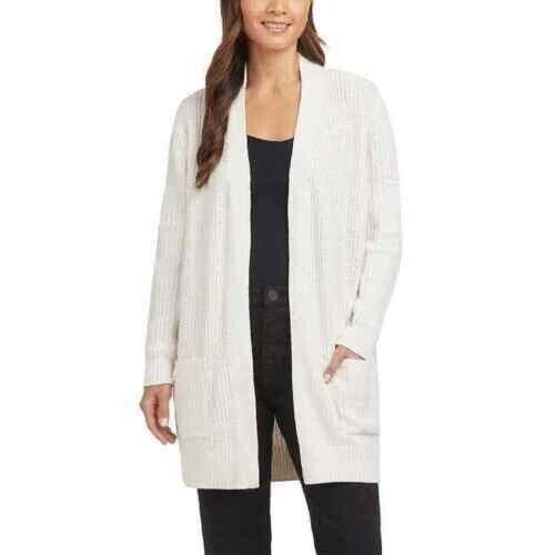 MATTY M Women's Rib Stitch Chenille Cardigan, Size M, Ivory, MS9120AU. Buy
