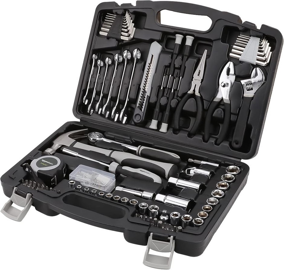 AMAZON BASICS 131pc General Household Home Repair and Mechanic's Hand Tool