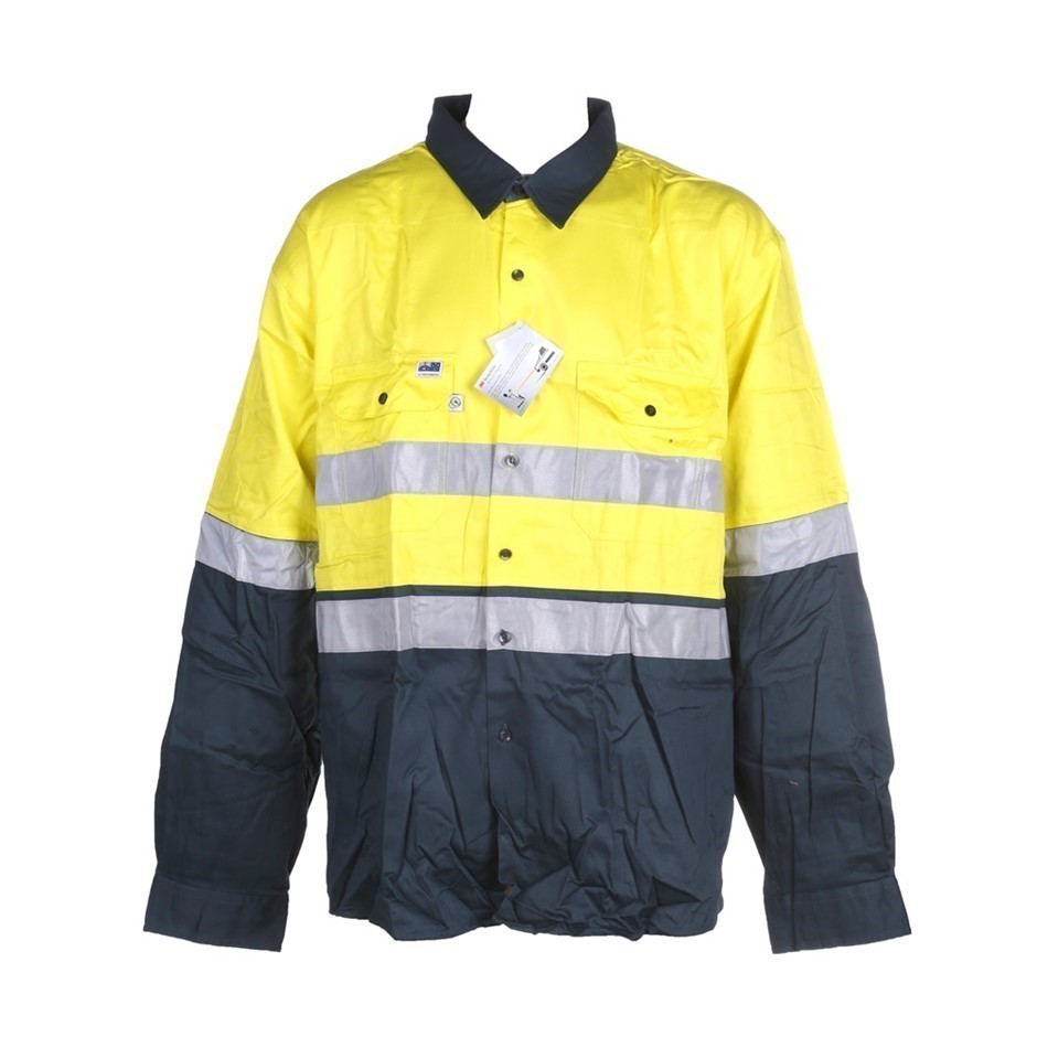 5 x WORKSENSE Cotton Drill Shirt, Size M, Long Sleeve, 3M Reflective Tape,