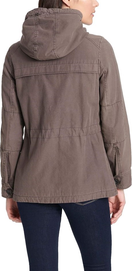 LEVI'S Women's Cotton Four-Pocket Hooded Field Jacket, Size M, Grey (GRY),