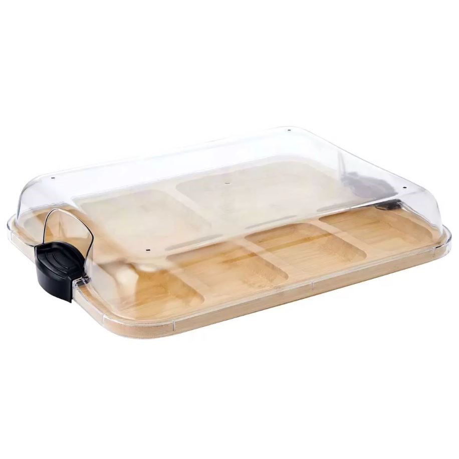 SABATIER Build-A-Board Bamboo Serving Board Tray w/ Looking Lid.