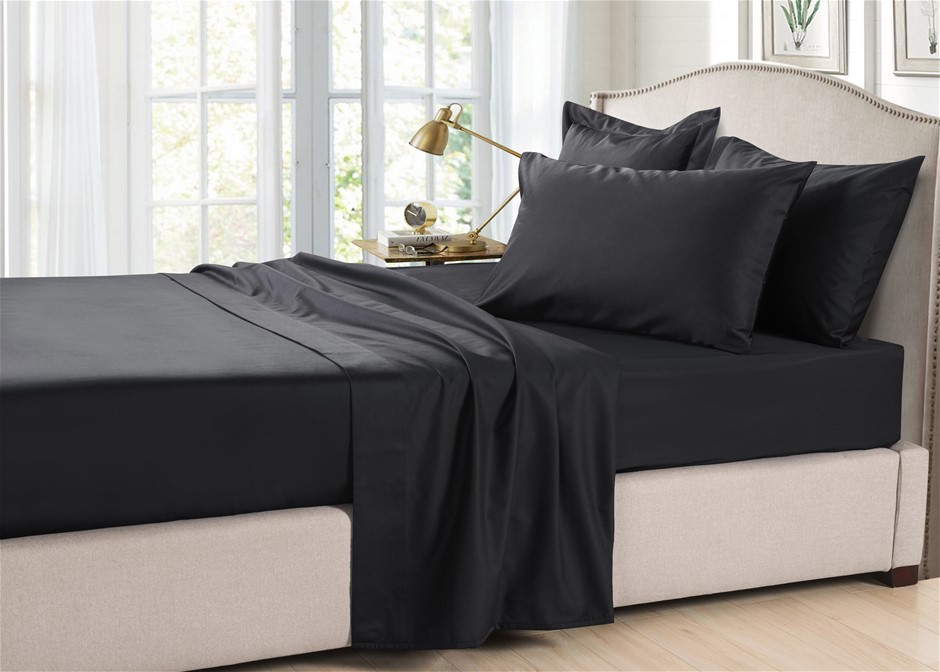 Organic Bamboo Sheet Set 350 Thread Count | Black  Charcoal | Queen