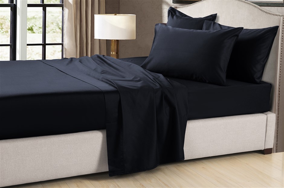 1200 Thread Count Egyptian Cotton Flat Sheet | Black | Double