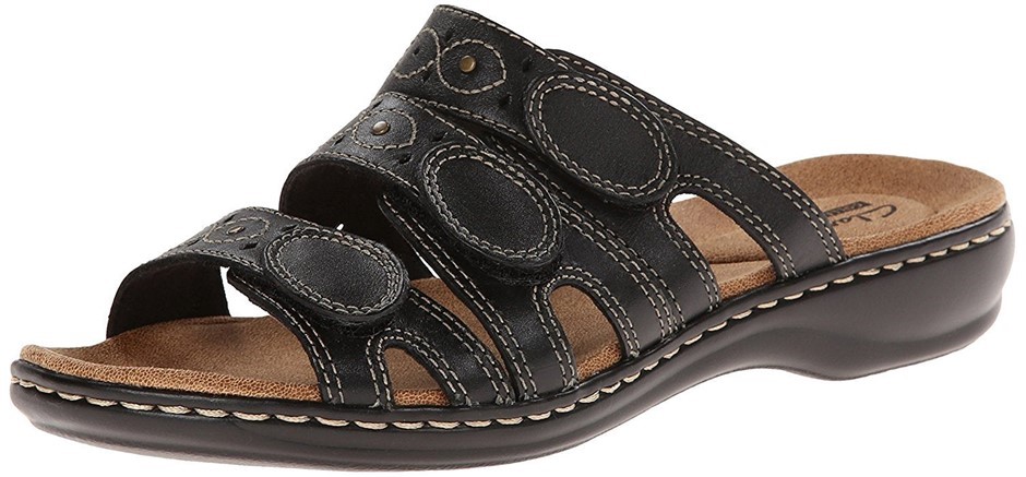 CLARKS Women's Leisa Cacti Q Shoes, Size US 7.5W / EU38, Black Leather, 261