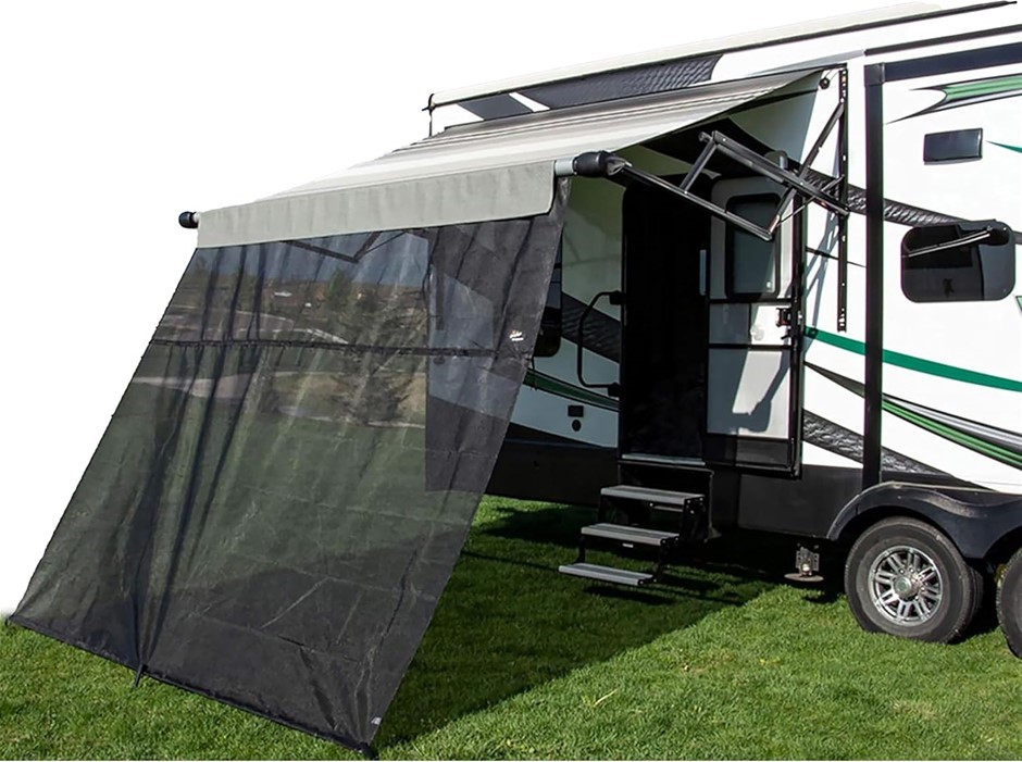 CAREFREE Black 15' x 9' Drop RV Awning EZ ZipBlocker, 701509ACD.