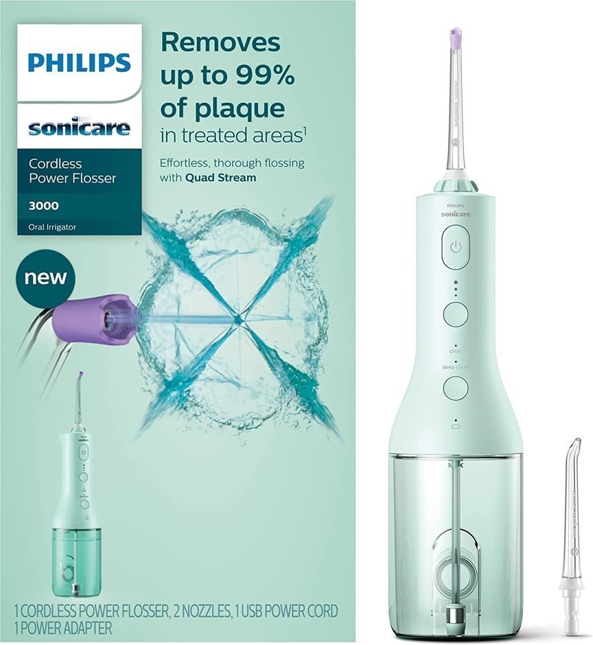 PHILIPS Sonicare Cordless Power Flosser 3000, Mint, Model: HX3826/34. NB: M