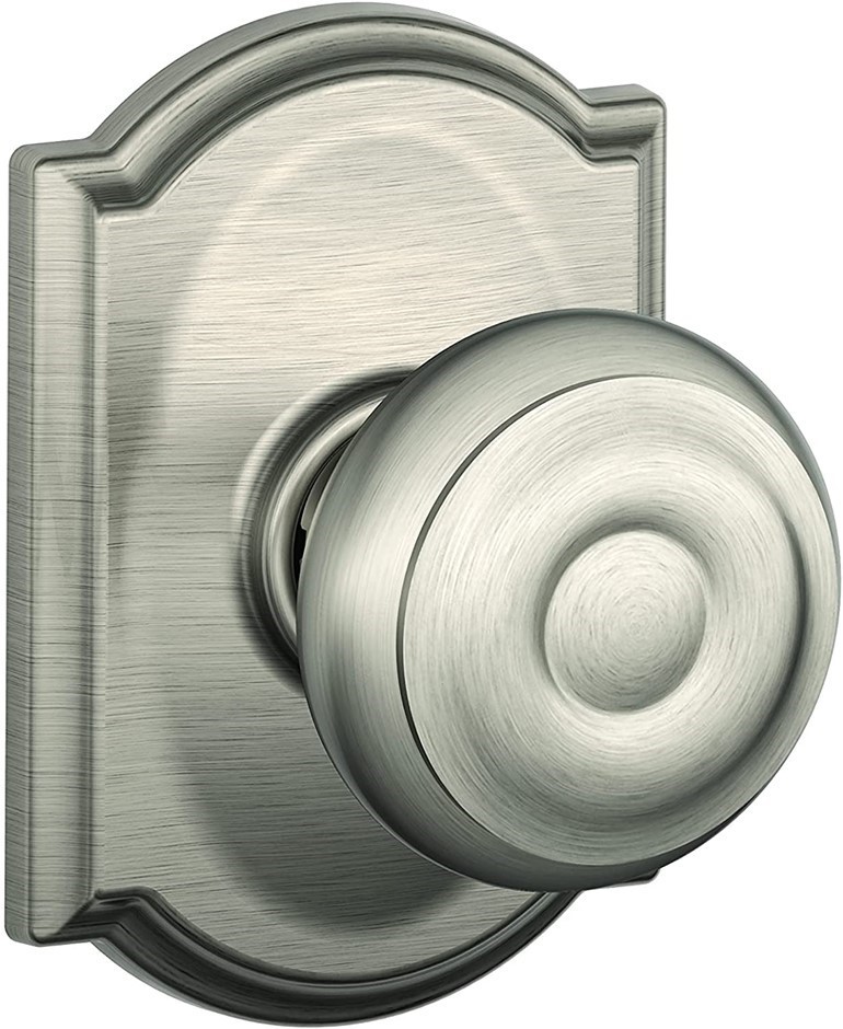 SCHLAGE Camelot Collection Georgian Passage Knob, Satin Nickel, 7.1 x 8.1 x