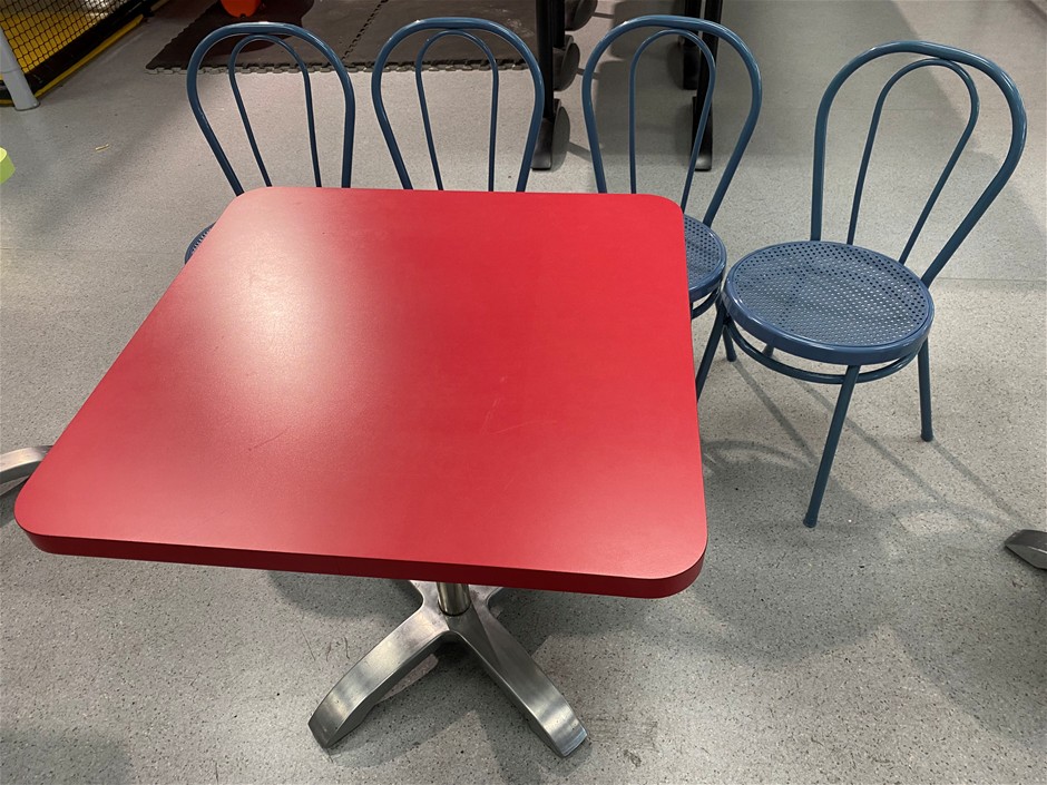 Café table with 4 stackable chairs Auction (0071-8020561) | Grays Australia